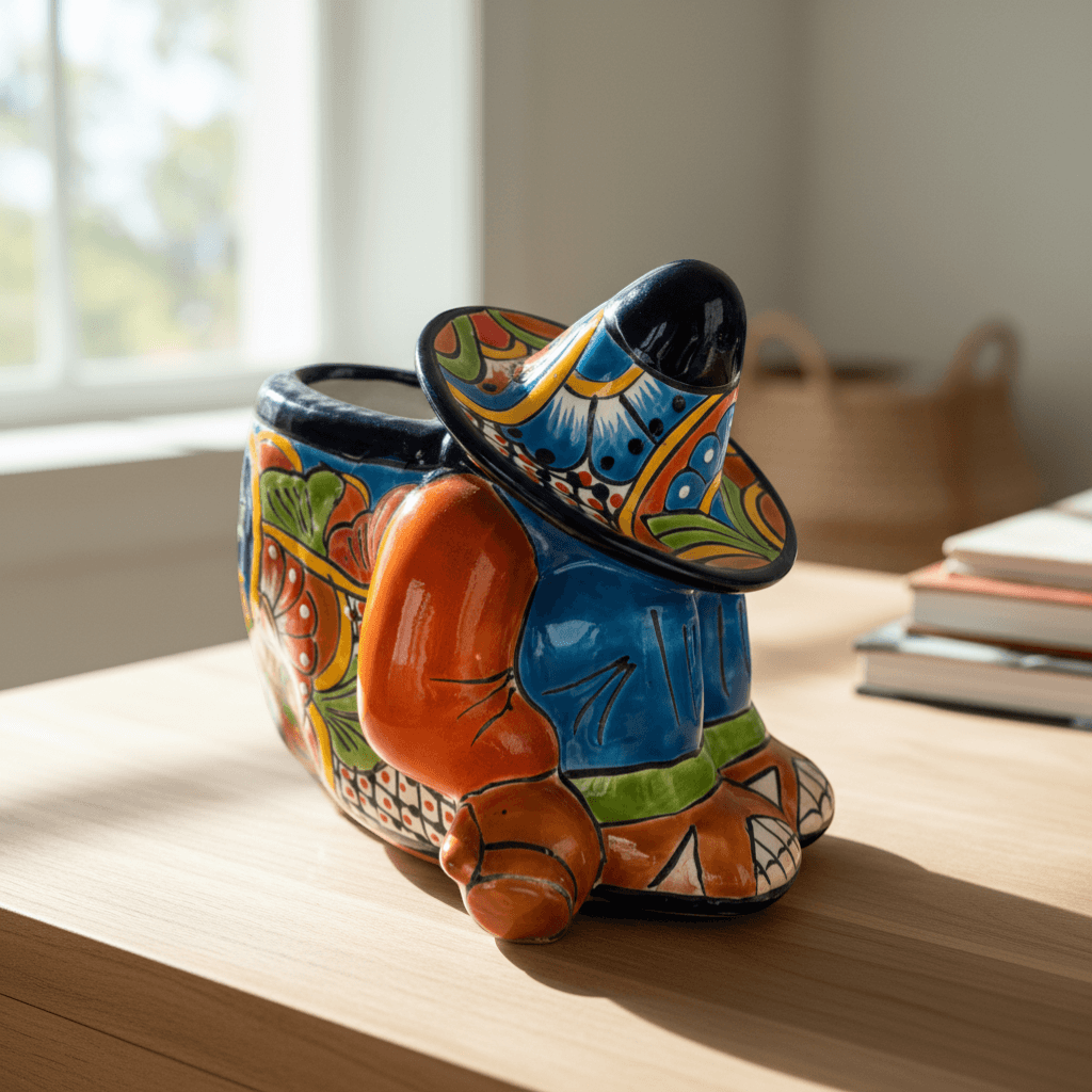 Colorful Talavera Panchito Planter | Mexican Sleeping Man Pottery
