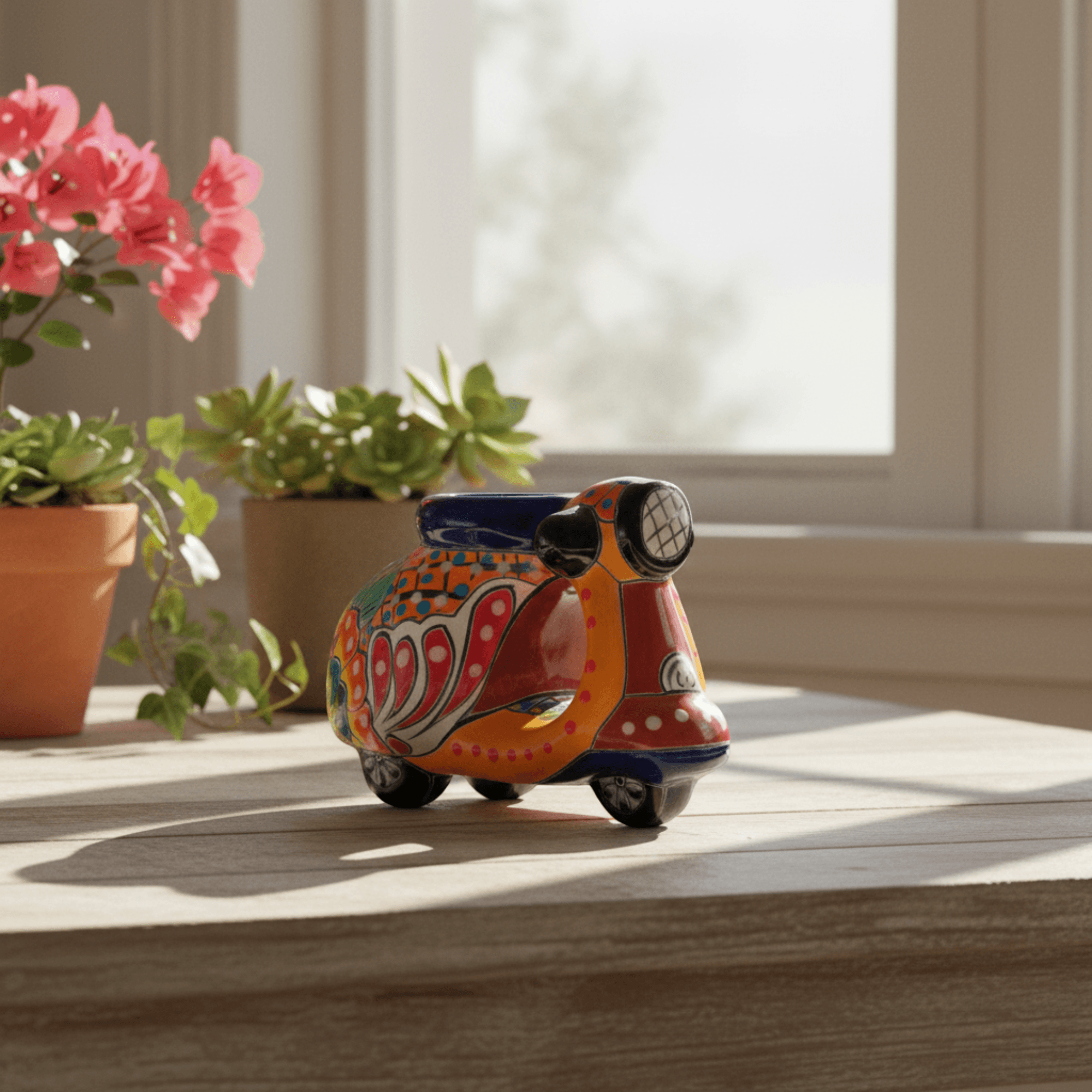 Colorful Talavera Scooter Planter | Mexican Art Decor