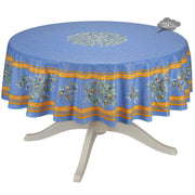 70" Round Clos des Oliviers Blue French Tablecloths by Label France