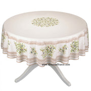 70" Round Clos des Oliviers Cream French Tablecloths by Label France - Coated or Not Coated