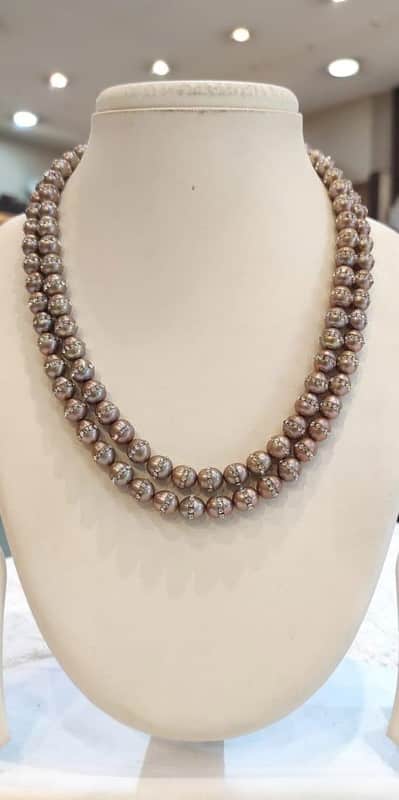Traditional Pearl Beaded Double Layer Necklace Set