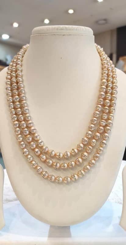 Traditional Pearl Beaded Double Layer Necklace Set