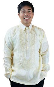 Mens Barong Tagalog - Ivory White Organza
