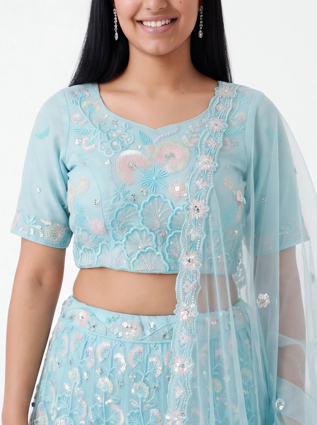 Light blue party wear Lehenga choli set