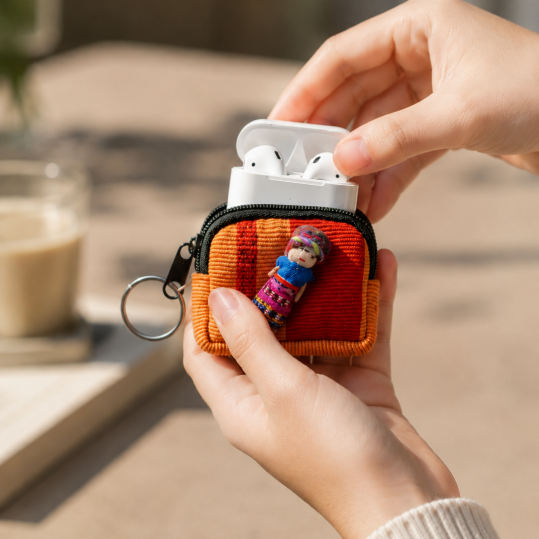 Worry Doll Tiny Bag Keychain | Coin Purse | AirPod Bag - Guatemala