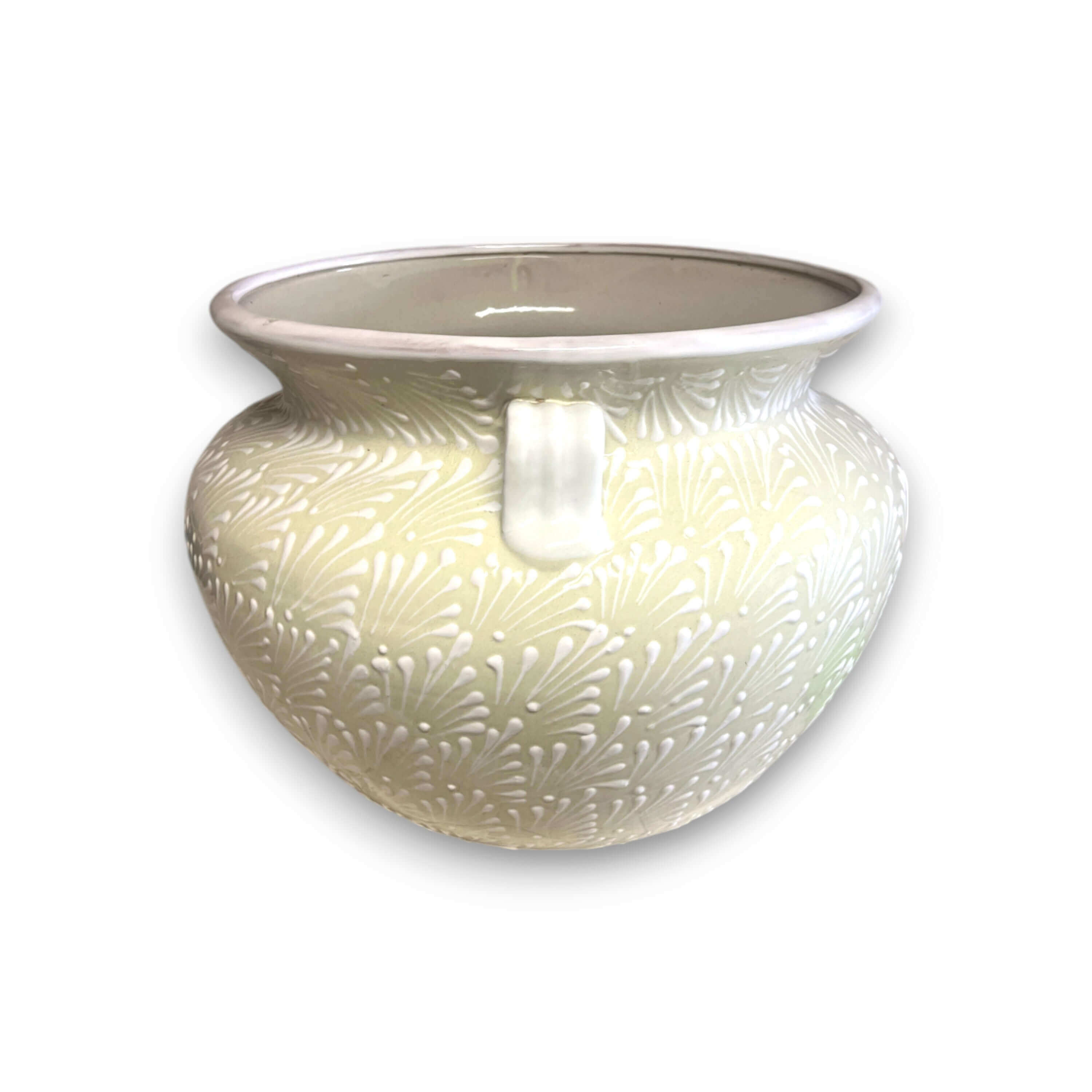 XL Talavera Flower Pot | White Handcrafted Mexican Planter