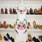 Halter Open Back White Dress