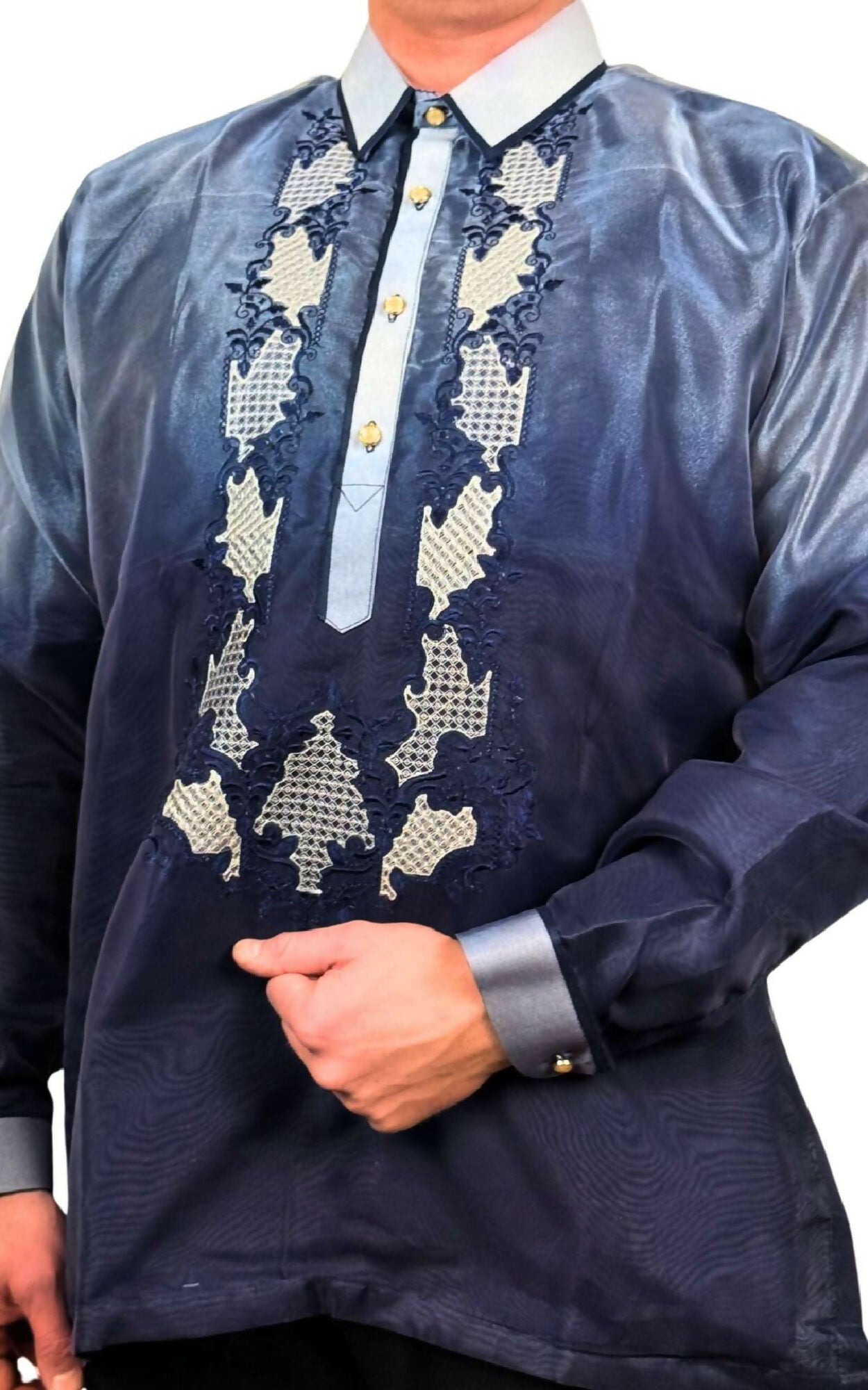 Mens Barong Tagalog - Navy