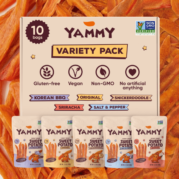 Yammy Chewy Dried Sweet Potato Variety Pack - Asian Snack (Pack of 10)